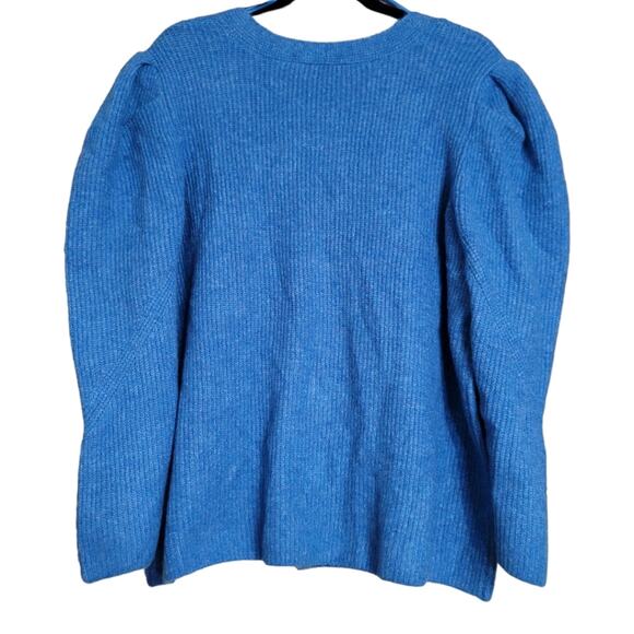 1. STATE Blue Button-Down V-Neckline Puff Sleeve Soft Cardigan 2X - Picture 3 of 9